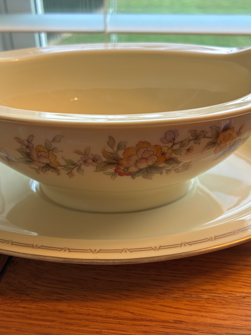 Noritake Westport Yellow Gravy Boat with Attached Underplate